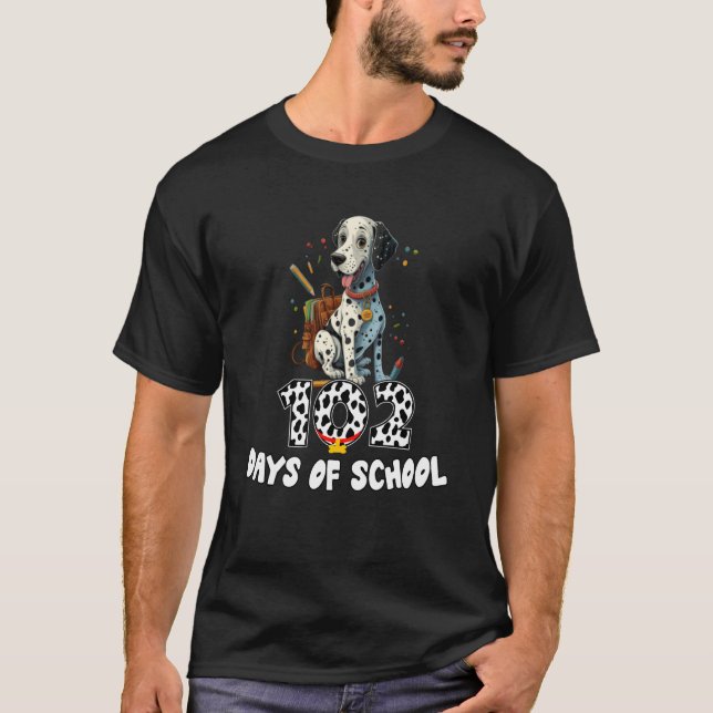Camiseta 102 Days Of School Dalmatian Dog 102 Day Smarter K (Frente)
