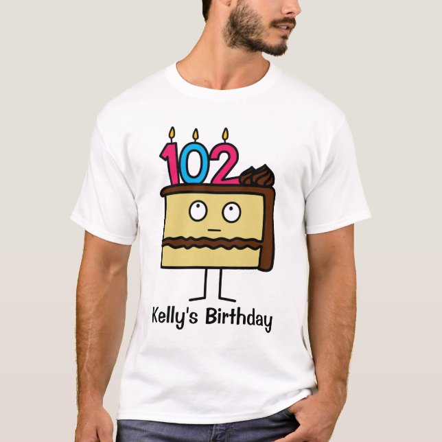 Camiseta 102nd Bolo de aniversário com velas (Frente)