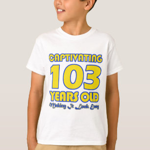 CAMISETA 103 ANOS DE DESIGN VELHO DO ANIVERSÁRIO