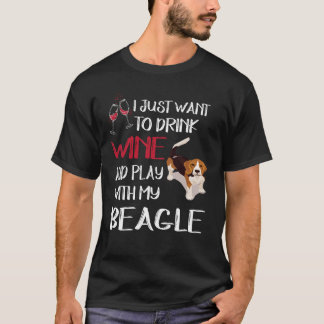 Camiseta 103 Beba Vinho E Brinque Com Meu Beagle