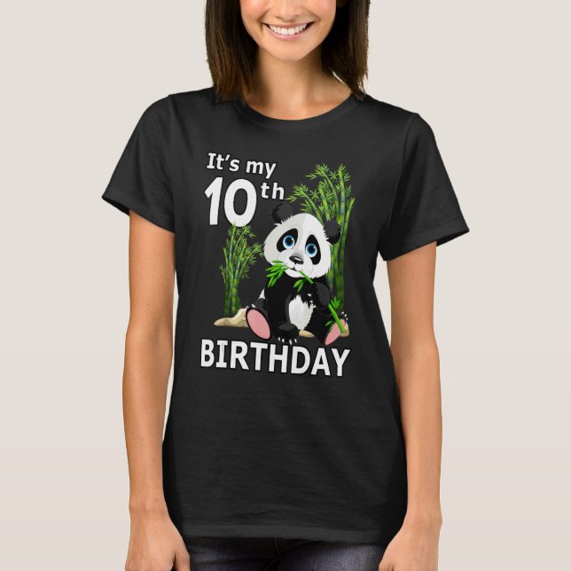 Camiseta 10.º aniversário 10 anos Festa Animal Panda 8 (Frente)