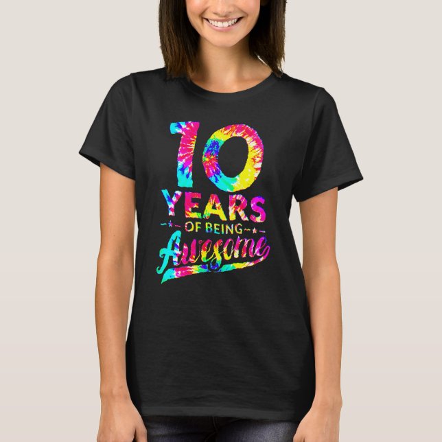 Camiseta 10.º Aniversário 10 anos Tie Dye Incrível Homens (Frente)