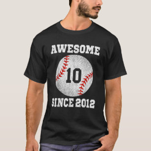Camiseta 10.º Aniversário do Jogador de Beisebol com 10 ano