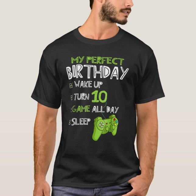 Camiseta 10.º Aniversário Gaming 10 anos Jogador Perfeito B (Frente)