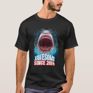 Camiseta 10.º Aniversário Impressionante Desde 2014 Tubarão