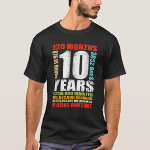 Camiseta 10.º Aniversário Meninos De 10 Anos Meninas Crianç