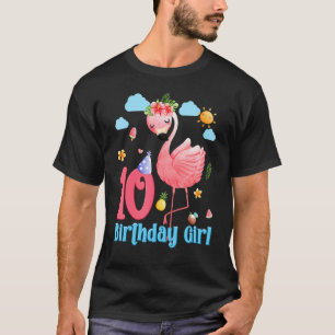 Camiseta 10.º Aniversário Raparigas Flamingo, 10 Anos de Id