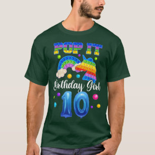 Camiseta 10 Aniversário Do Unicórn Para Meninas, Pop Décimo