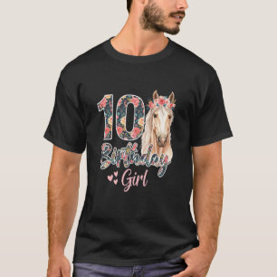 Camiseta 10 Aniversário Menina Cavalo Equestre Animais da F