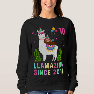 Camiseta 10 anos, 10 anos, Aniversário, Llama Rapariga