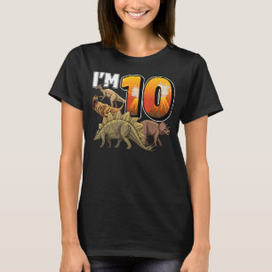 Camiseta 10 anos Antigos dinossauros aniversário 10ª festa