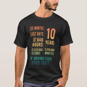 Camiseta 10 Anos Casados Engraçado 10º Aniversário de Casam