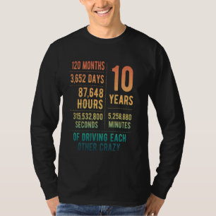 Camiseta 10 Anos Casados Engraçado 10.º Aniversário de Casa