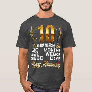 Camiseta 10 Anos De Casamento - 10.º Aniversário Engraçado