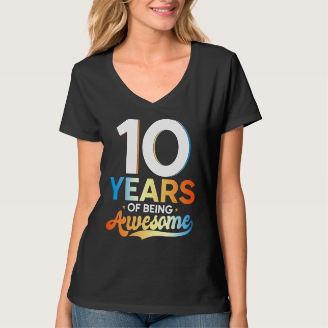 Camiseta 10 Anos De Estar Incrível 10.º Aniversário 1 (Frente)