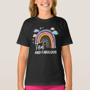 Camiseta 10 Anos De Idade 10 E Fabuloso Arco-Íris 10 Anos