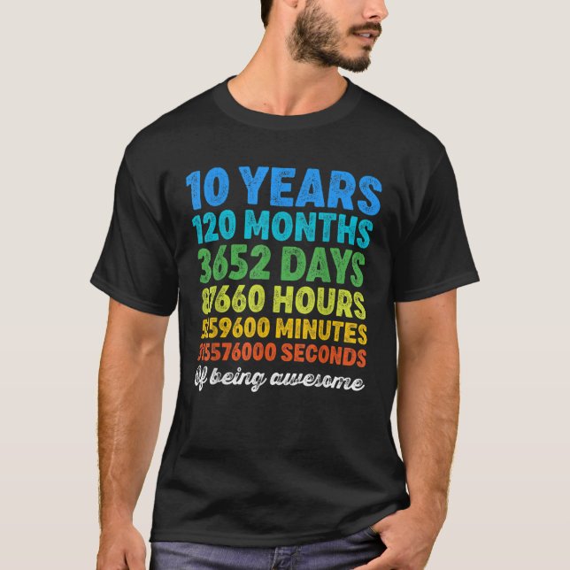 Camiseta 10 anos de idade 10.o aniversário Data da vindima  (Frente)