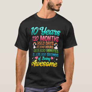 Camiseta 10 anos de idade 120 meses 10 Festa de aniversári