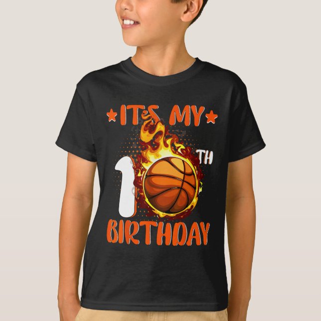 Camiseta 10 anos É o meu 10º Aniversário de Basquete (Frente)