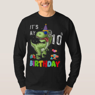 Camiseta 10 anos É o meu 10.º aniversário Dinossauro Rex