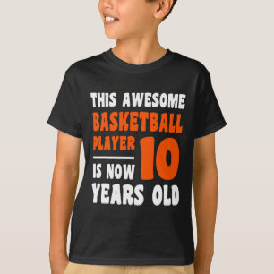 Camiseta 10 anos Feliz 10.º Aniversário de Basquete 10.º Bi