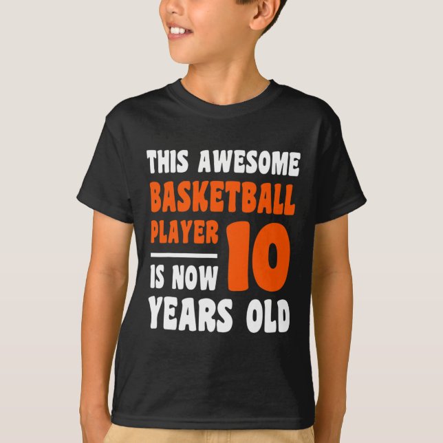 Camiseta 10 anos Feliz 10.º Aniversário de Basquete 10.º Bi (Frente)