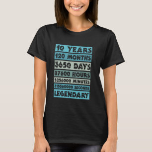 Camiseta 10 anos lendário - aniversário, aniversário, empre