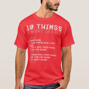 Camiseta 10 coisas que eu quero na minha vida, são amantes