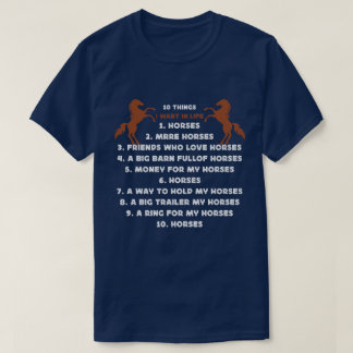 Camiseta 10 coisas que eu quero na vida Cavalo Mais Cavalo