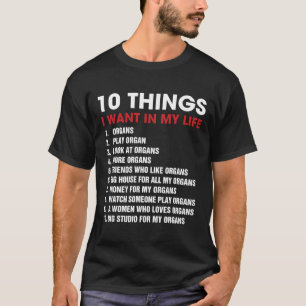 Camiseta 10 Coisas Que Quero Na Vida Organizam Jogador De Ó