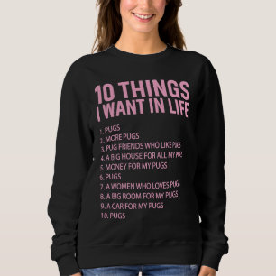 Camiseta 10 Coisas Que Quero Na Vida Pug Proprietários Pug