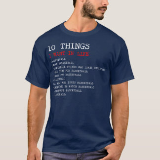 Camiseta 10 coisas que quero no basquete da minha vida
