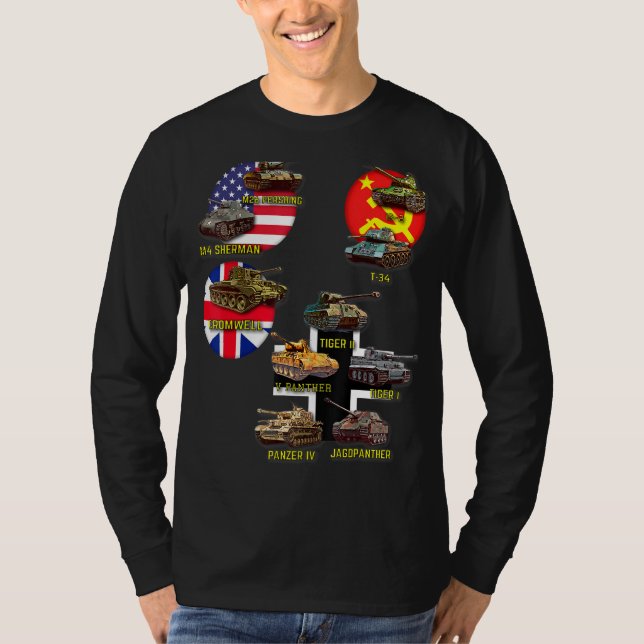 Camiseta 10 Melhores Tanques Ww2 M4 Sherman Panzer Iv Tiger (Frente)