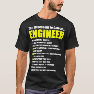 Camiseta 10 motivos para datar um Namorando de Engenheiro e