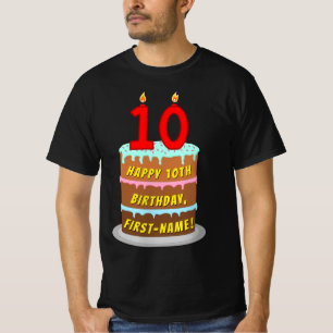 Camiseta 10.o aniversário — Bolo e Velas Divertidas, com no