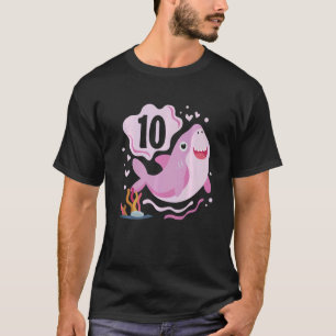 Camiseta 10.o Aniversário Miúdas Tubarões de 10 anos