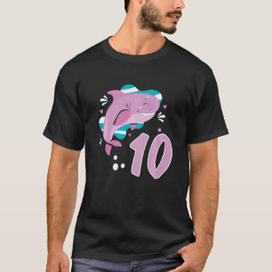 Camiseta 10.o Aniversário Miúdas Tubarões de 10 anos