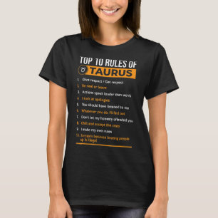Camiseta 10 Principais Regras Do Horoscópio Taurus Zodiac A