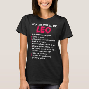 Camiseta 10 Principais Regras Do Sinal De Leo Zodiac