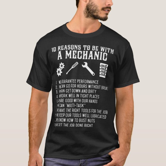 Camiseta 10 Razões Para Estar Mecânica (Frente)