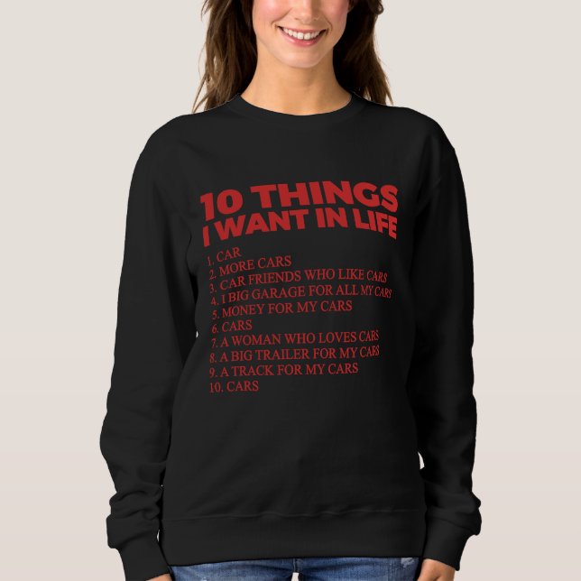 Camiseta 10 Things I Want In My Life Cars   Cars Car Driver (Frente)