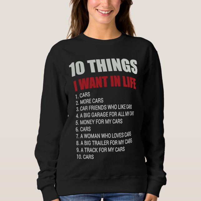 Camiseta 10 Things I Want In My Life Cars   Cars Car Driver (Frente)