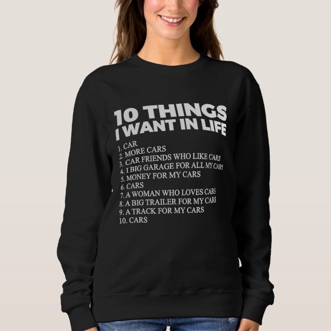 Camiseta 10 Things I Want In My Life Cars   Cars Car Driver (Frente)