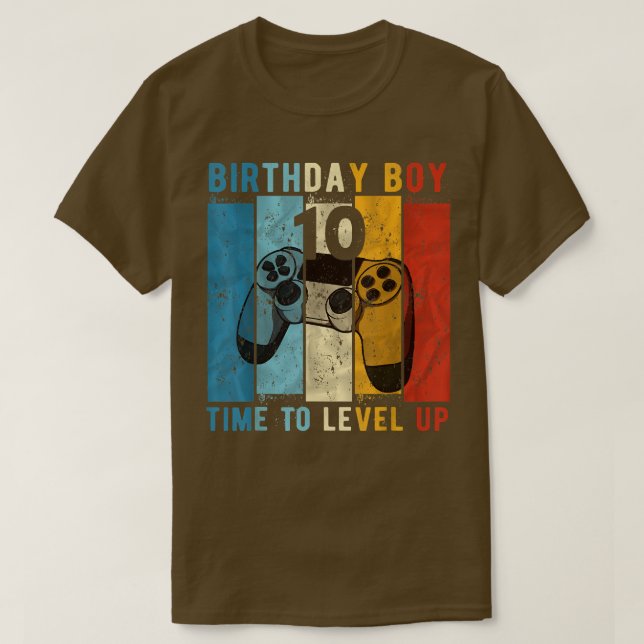 Camiseta 10 Year Old Birthday Boy 10 Time to Level Up 10th  (Frente do Design)