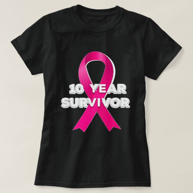 Camiseta 10 Years Breast Cancer Free Survivor Premium (Frente do Design)