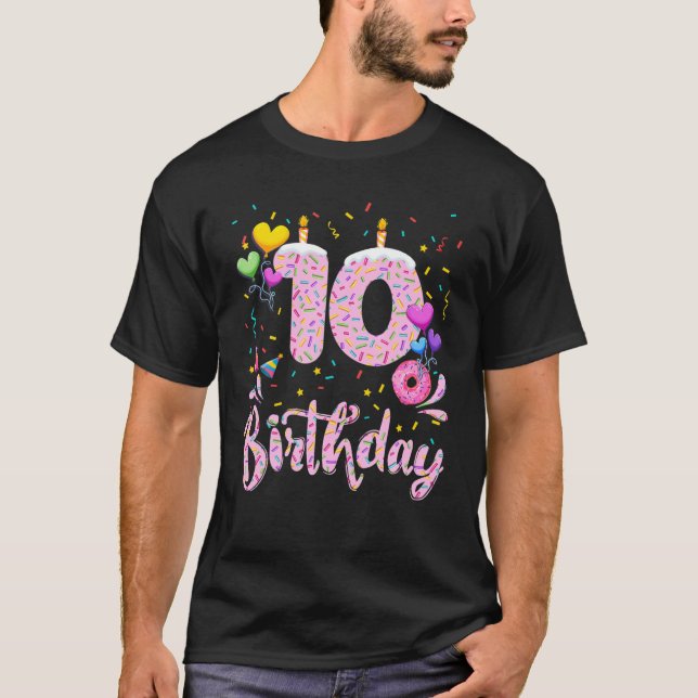 Camiseta 10A Garota De Aniversário Dotada De Um Porco De 10 (Frente)
