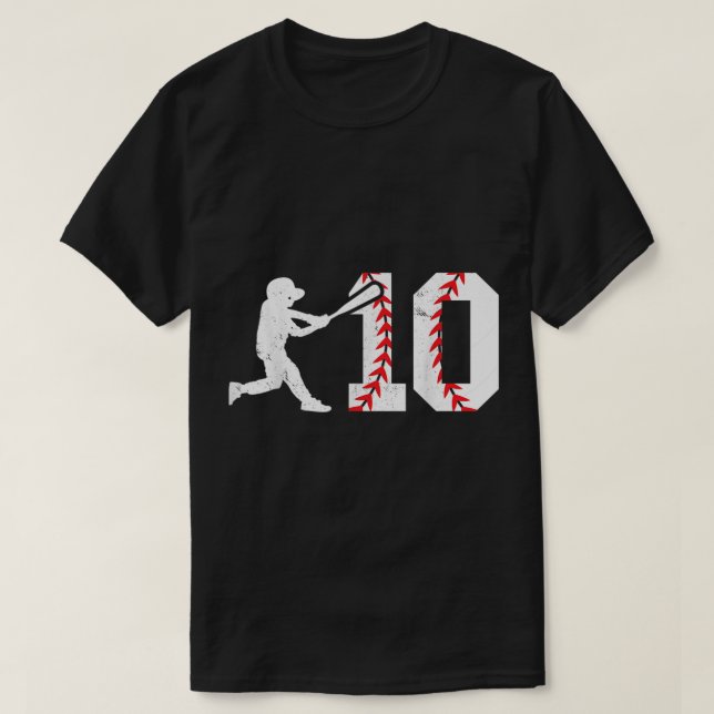Camiseta 10th Birthday Baseball Big Number Ten 10 Year Old  (Frente do Design)