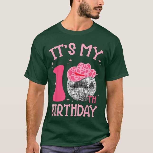 Camiseta 10th Birthday Coquette Bow Disco Ball 10 Year Old  (Frente)