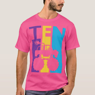 Camiseta 10th Birthday en Colorful Monster Truck 10 Year Ol