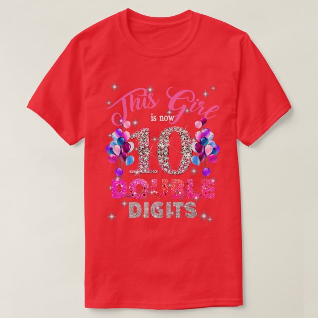 Camiseta 10th Birthday Gifts Shirt This Girl Is Now 10 Doub (Frente do Design)